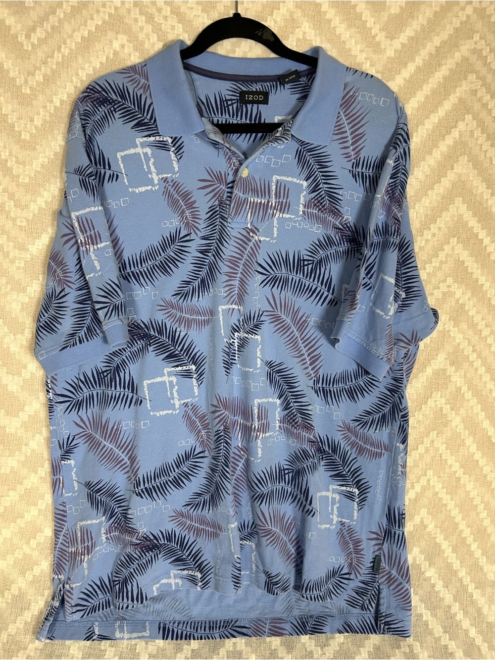 Izod Light Blue Tropical-Print Polo